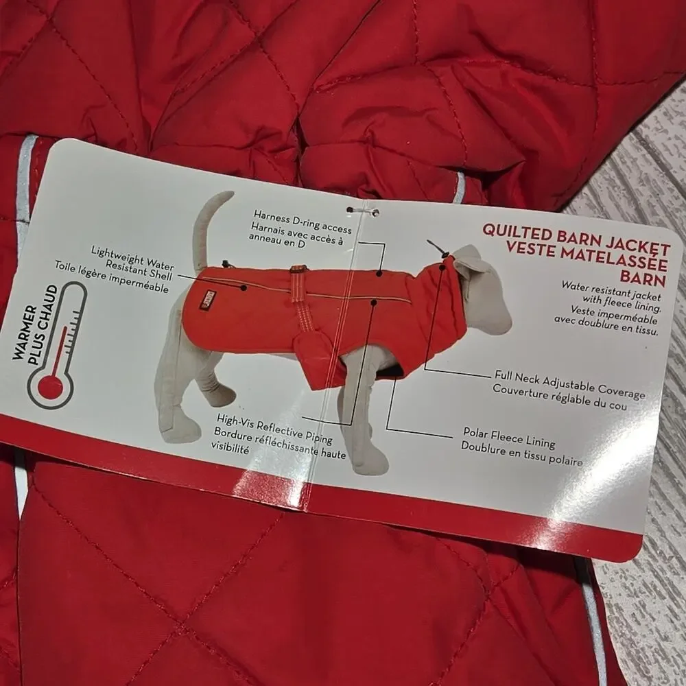 Kong Dog Outerwear Quilted Barn Red Jacket LARGE NWT Polar Fleece Lining